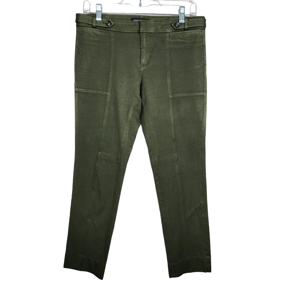 Banana Republic Sloan Crop Pants Mid Rise Tapered Cropped Green Women's Size 6